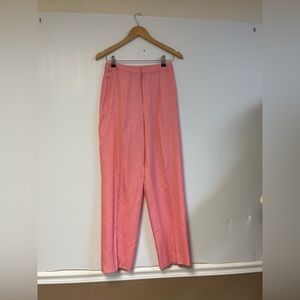 Vintage Pink Silk-Wool Blend Trousers – Size 26 Waist High-Rise Minimalist Pants